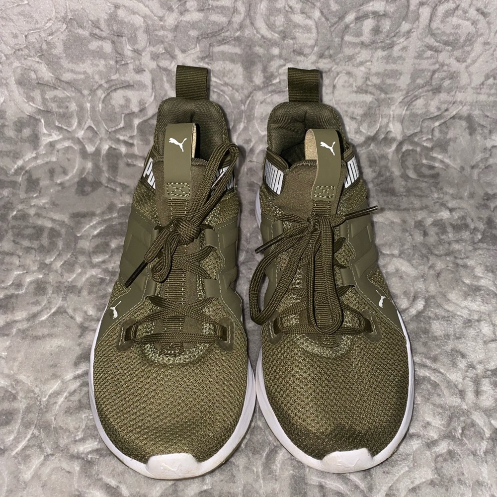 Green Puma Running Shoes,  Size 4 Youth